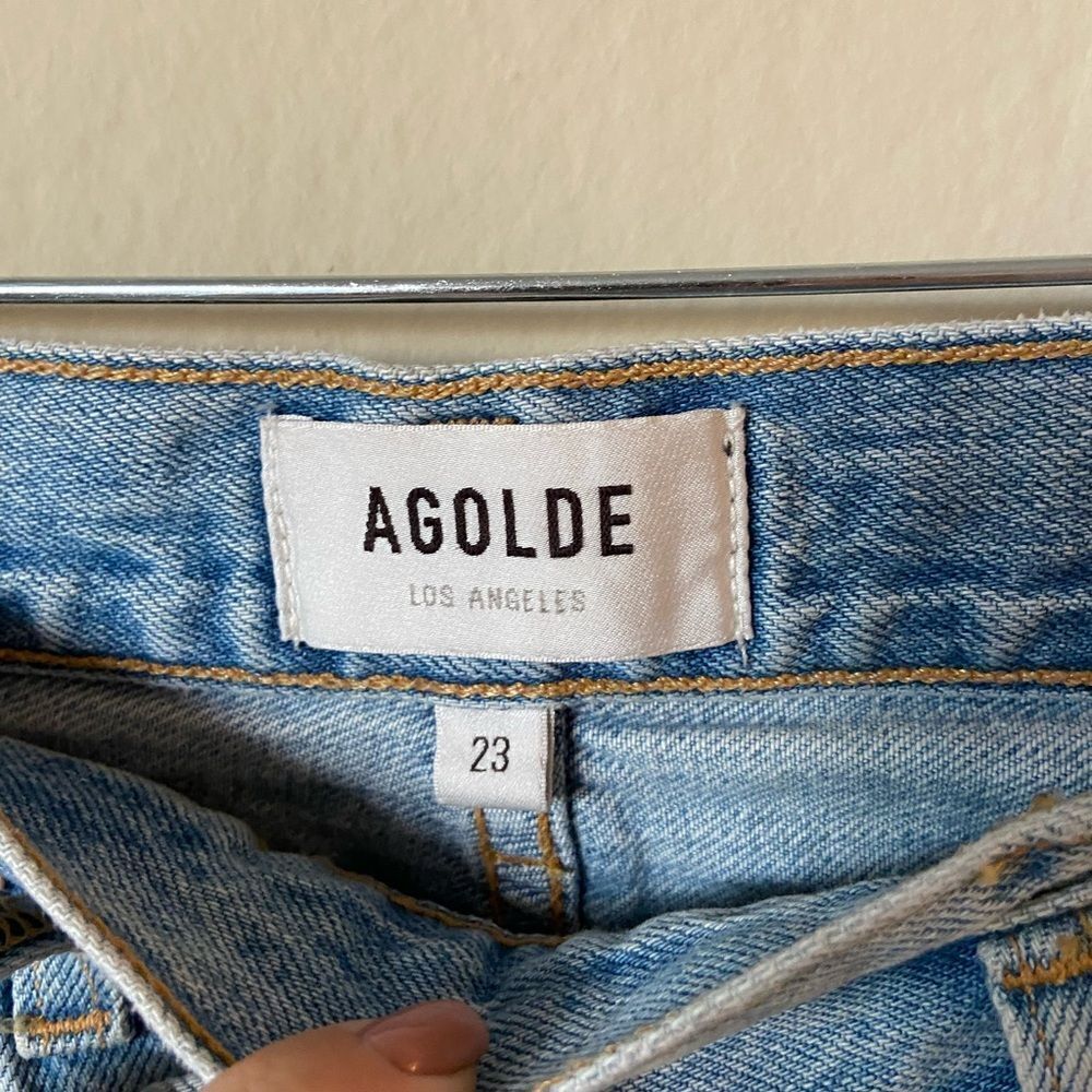 Agolde Criss Cross Upsized Blue Jeans High Waist Straight Leg Size 23 - Picture 11 of 12